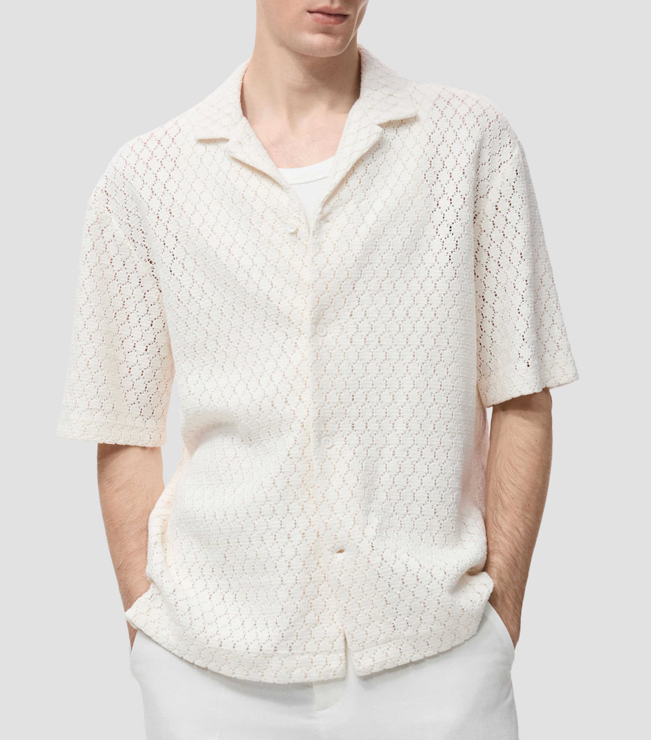 Camisa calada manga corta Hombre
